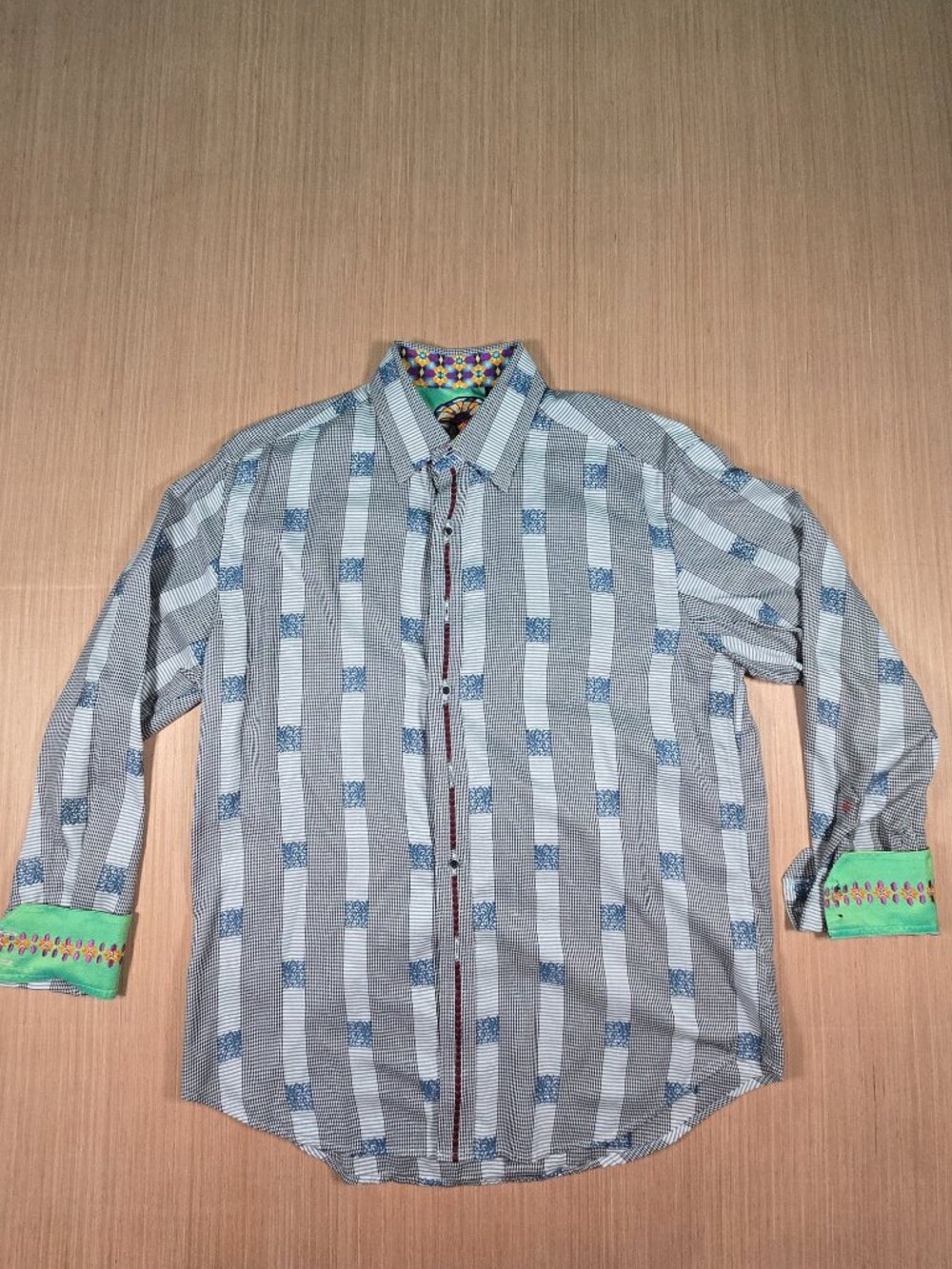 Robert Graham Men’s Large Multi Print Flip Cuff Long Sleeve Shirt
